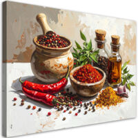 Stampe su Tela, Peperoncini spezie pepe erbe aromatiche, 90x60