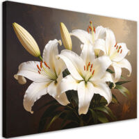 Quadro su tela, Gigli bianchi fiori natura, 30x20