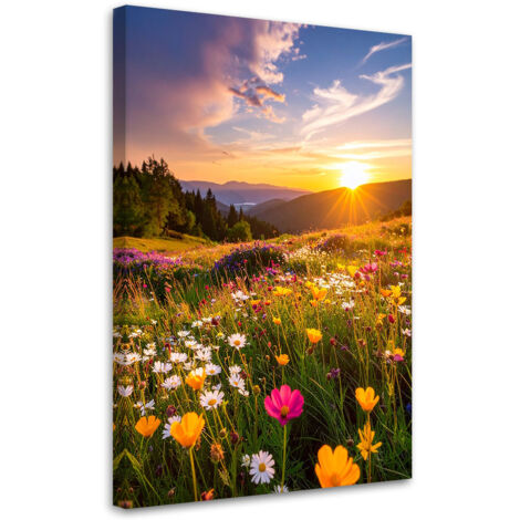 Impresión de Imagen, Prado, flores, paisaje de montaña, naturaleza, 80x120 (1/5)
