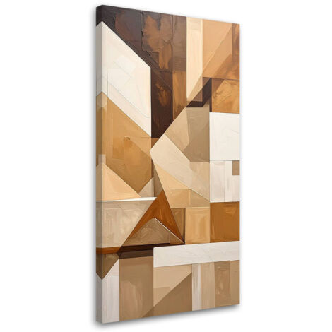 Cuadro sobre Lienzo, Líneas y formas abstractas beige, 50x100 (1/5)