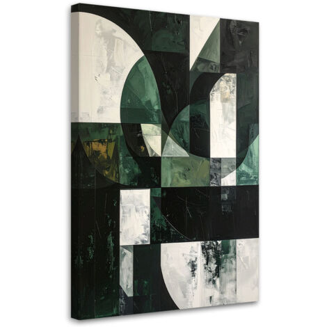 Cuadro en Lienzo, Abstracción con formas geométricas verde, 20x30 (1/5)