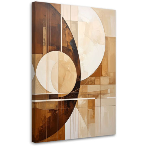 Cuadro sobre Lienzo, Círculos abstractos formas en tonos beige y marrón, 20x30 (1/5)