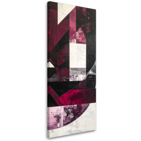Cuadro sobre Lienzo, Formas abstractas color burdeos, 30x90 (1/5)