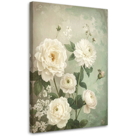 Cuadro en Lienzo, Ramo de rosas de estilo shabby chic sobre fondo pastel, 20x30 (1/5)