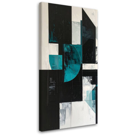 Impresión de Imagen, Formas geométricas turquesa y negro, 50x100 (1/5)