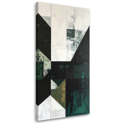 Cuadro en Lienzo, Abstracción geométrica verde, 40x80 (1/5)
