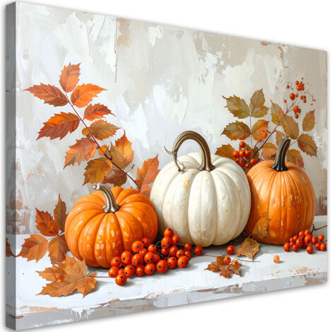 Impresión de Imagen, Calabazas naturaleza muerta sobre fondo pintado de blanco, 30x20 (1/5)