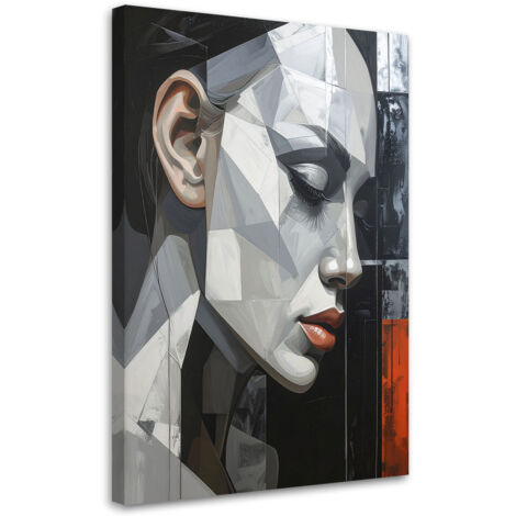 Cuadro en Lienzo, Abstracción retrato de mujer en gris, 20x30 (1/5)