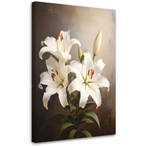 Cuadro en Lienzo, Lirios blancos, flores, naturaleza, 60x90 (1/5)