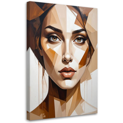 Cuadro sobre Lienzo, Retrato de mujer en beige, 20x30 (1/5)