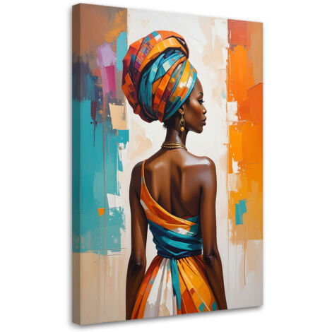 Cuadro sobre Lienzo, Mujer africana Colorida, 20x30 (1/5)