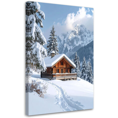 Cuadro en Lienzo, Paisaje invierno cabañas de montaña bosque montañas, 20x30 (1/5)