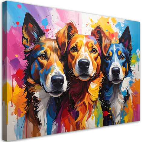 Cuadro sobre Lienzo, Perros de colores animales, 30x20 (1/5)