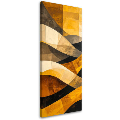 Impresión de Imagen, Abstracción líneas formas amarillo negro dorado, 40x120 (1/5)