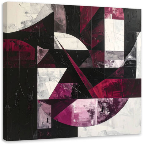 Cuadro en Lienzo, Formas abstractas color burdeos, 20x20 (1/5)