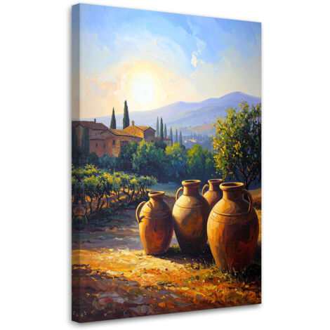 Cuadro en Lienzo, Toscana viñedos jarras paisaje, 20x30 (1/5)