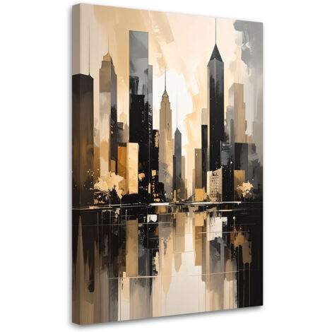 Cuadro sobre Lienzo, Ciudad moderna del futuro en beige, 20x30 (1/5)