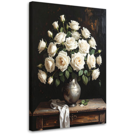 Impresión de Imagen, Rosas blancas en un jarrón, 40x60