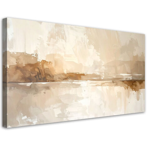 Cuadro sobre Lienzo, Abstracción moderna en tonos pastel beige, 120x60