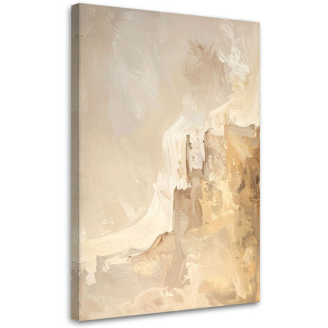 Cuadro en Lienzo, Abstracción moderna en tonos pastel beige, 40x60