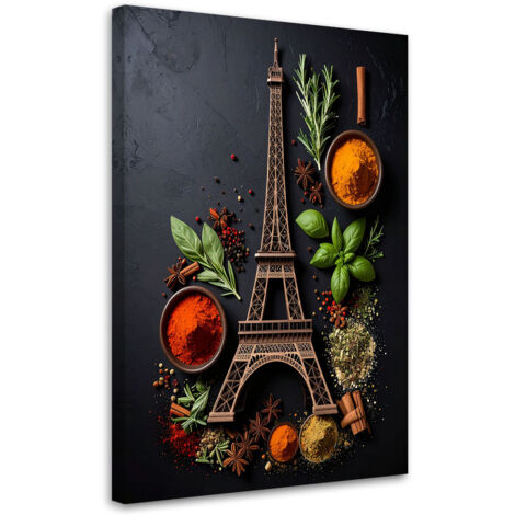 Cuadro en Lienzo, Torre Eiffel Especias Hierbas, 60x90 (1/5)