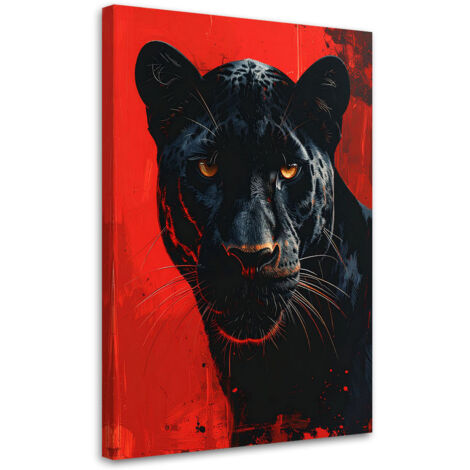 Impresión de Imagen, Pantera negra Animal Fondo rojo, 20x30 (1/5)