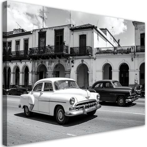 Cuadro sobre Lienzo, Coches retro aparcados en una calle de La Habana Cuba, 30x20 (1/5)