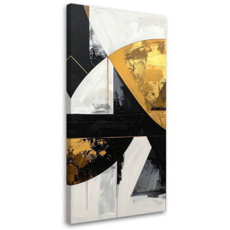 Cuadro sobre Lienzo, Abstracción formas negro dorado, 60x120 (1/5)