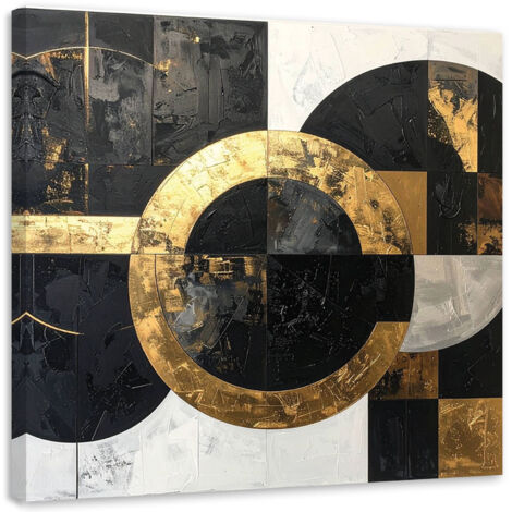 Impresión de Imagen, Abstracción textura círculos formas negro dorado, 20x20 (1/5)