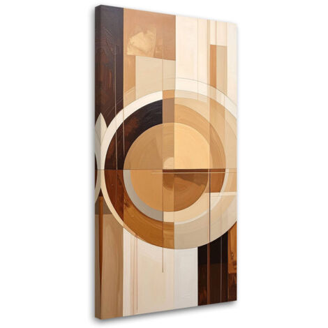 Cuadro sobre Lienzo, Formas geométricas abstractas en beige, 40x80 (1/5)