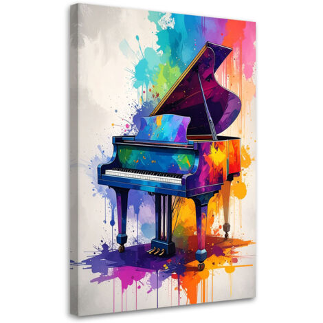Cuadro en Lienzo, Piano de colores música, 20x30 (1/5)