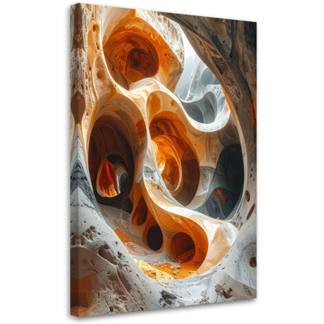 Cuadro sobre Lienzo, Estructura rocosa abstracta en colores naranja y gris, 20x30 (1/5)