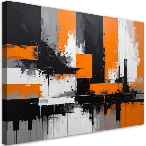 Cuadro sobre Lienzo, Abstracción en negro y naranja, 90x60 (1/5)