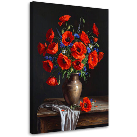 Cuadro en Lienzo, Ramo de amapolas rojas en un jarrón, 20x30 (1/5)