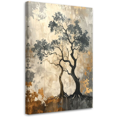 Impresión de Imagen, Árbol grunge abstracción en beige y dorado, 20x30 (1/5)