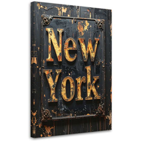 Cuadro sobre Lienzo, Letras tipográficas de Nueva York imitación pintura, 70x100 (1/5)