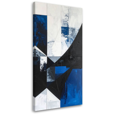 Cuadro en Lienzo, Abstracción formas geométricas azul, 40x80 (1/5)
