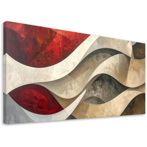 Impresión de Imagen, Abstracción líneas texturas beige rojo, 80x40 (1/5)