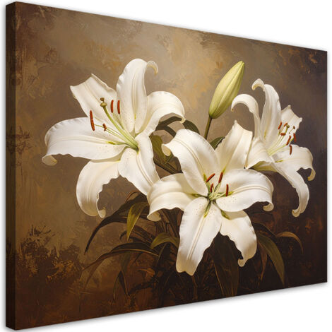 Cuadro sobre Lienzo, Flores de lirios blancos vintage, 30x20 (1/5)