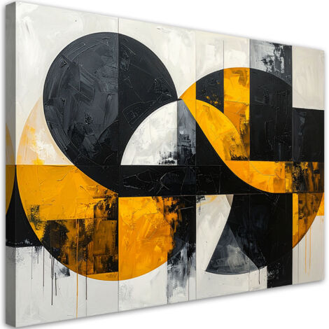 Cuadro sobre Lienzo, Imitacione geométrica textura amarillo negro, 60x40 (1/5)