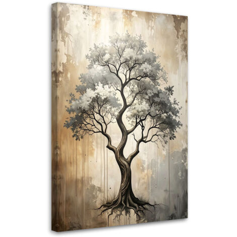 Impresión de Imagen, Árbol grunge abstracción en beige, 40x60 (1/5)