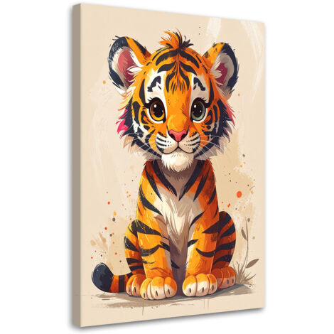 Cuadro sobre Lienzo, Cachorro de tigre colorido animal de safari, 80x120