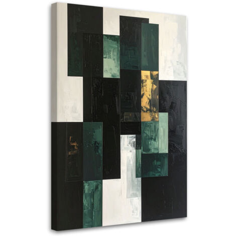 Cuadro sobre Lienzo, Abstracción formas verde gris, 40x60 (1/5)
