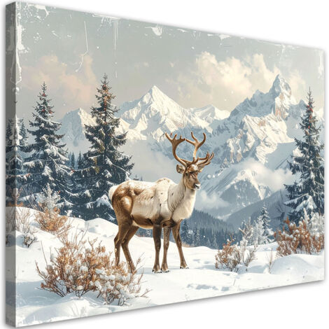 Impresión de Imagen, Renos invierno nieve paisaje de montaña, 30x20 (1/5)