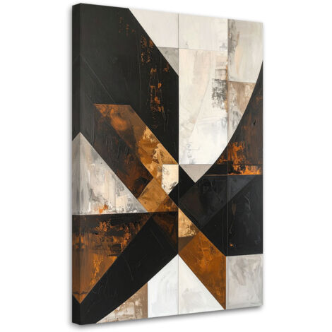 Cuadro en Lienzo, Abstracción geométrica textura marrón, 20x30 (1/5)