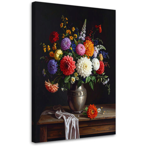 Cuadro en Lienzo, Ramo de flores de colores en un jarrón, 20x30