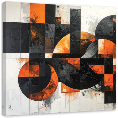 Impresión de Imagen, Abstracción círculos formas negro naranja, 20x20 (1/5)