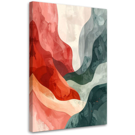 Cuadro sobre Lienzo, Abstracción de estilo boho en colores rojo y verde., 20x30 (1/5)