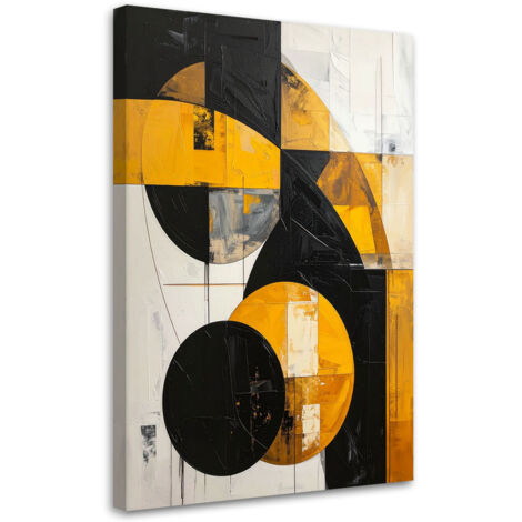 Impresión de Imagen, Imitacione geométrica textura amarillo negro, 70x100 (1/5)