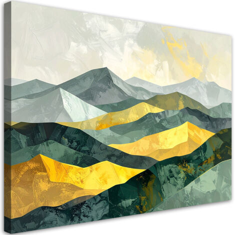 Cuadro en Lienzo, Paisaje de montaña en colores verde y amarillo, 60x40 (1/5)